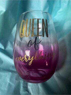 Queen of Everything Pink Ombre Stemless Wine Glass